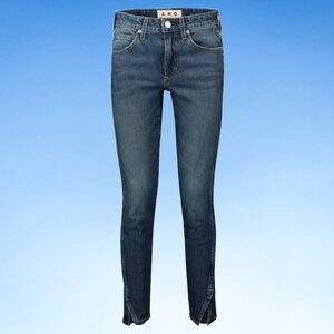 AMO Jeans Twist Mid-Rise Crop Slim, Dark Wash, Sz 25